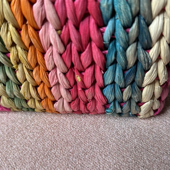 Cappelli Straworld Tote Handbag Purse Red Multicolor - Picture 6 of 9